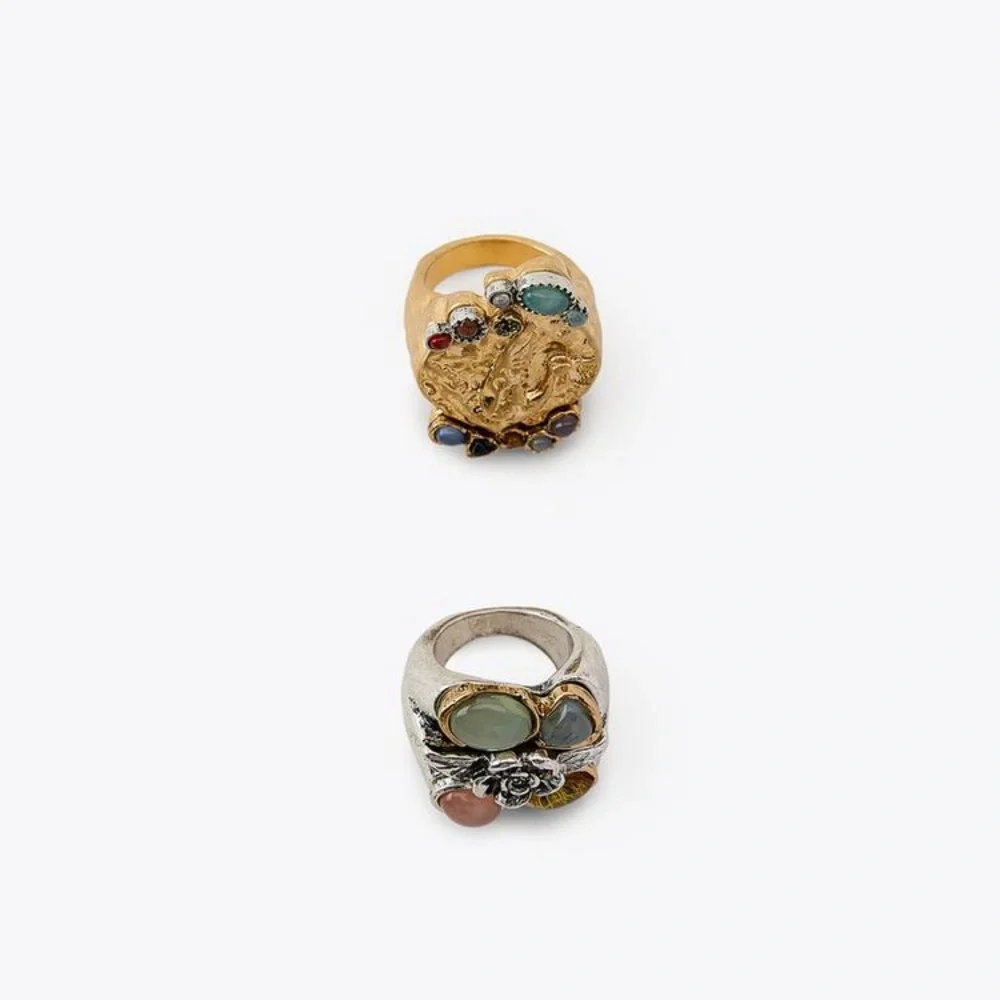 NWT Zara M 2 Pack Resin Stones Rings